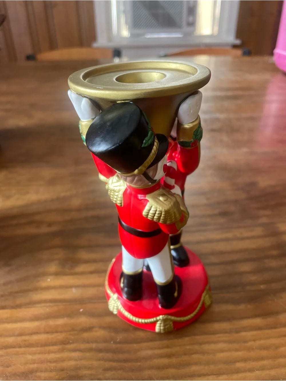 Vintage Christmas Ceramic Toy Soldier Tapestry Candle Holder festive beautiful